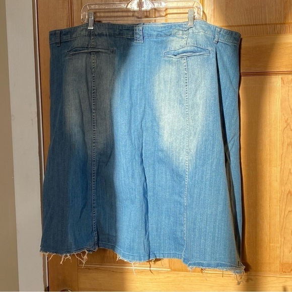 Lane Bryant Zip Front Raw Hem Distressed Denim Jean A-Line Skirt Size 28 - Picture 5 of 16